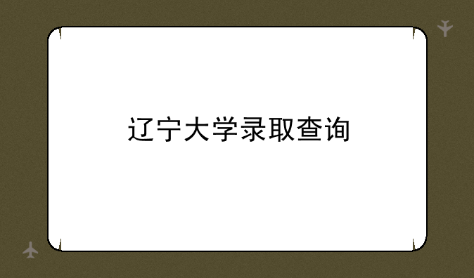 辽宁大学录取查询
