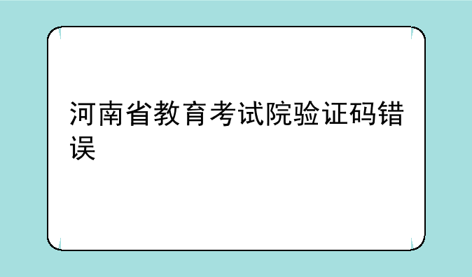 河南省教育考试院验证码错误