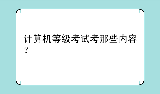 计算机等级考试考那些内容？