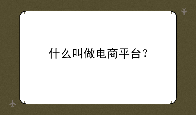 什么叫做电商平台？