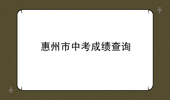 惠州市中考成绩查询
