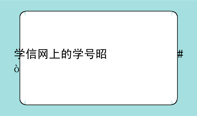 学信网上的学号是什么？