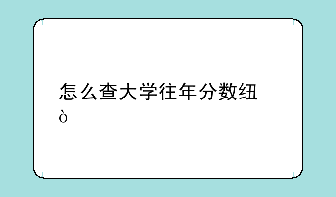 怎么查大学往年分数线？