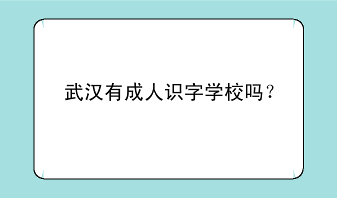 武汉有成人识字学校吗？