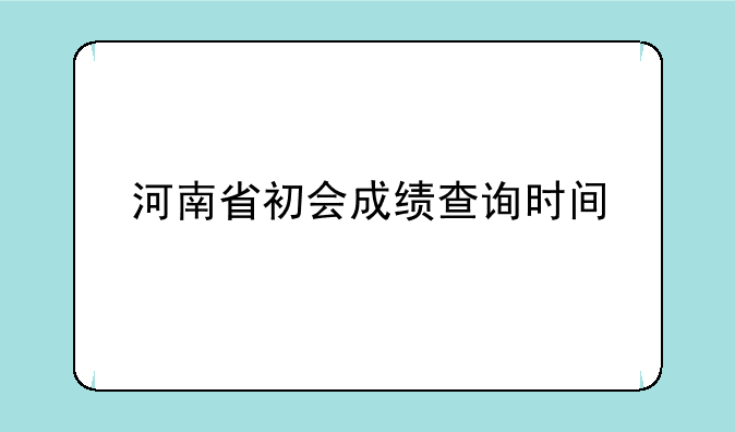 河南省初会成绩查询时间