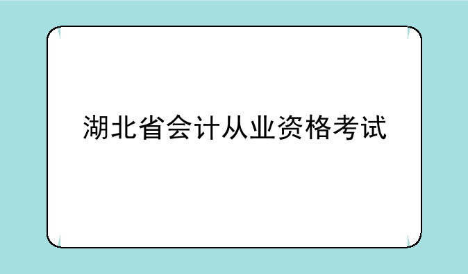 湖北省会计从业资格考试