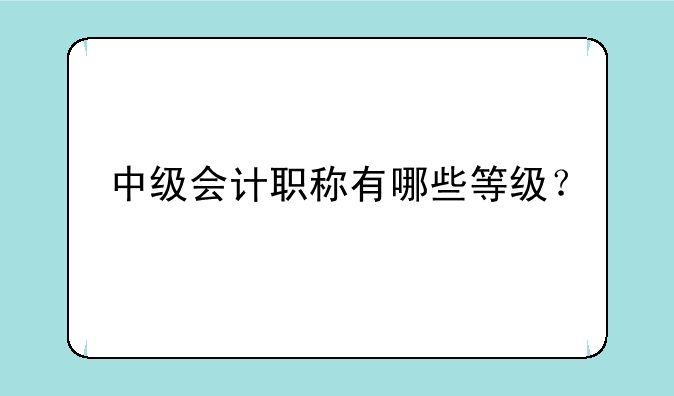 中级会计职称有哪些等级？