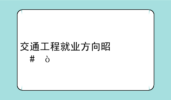 交通工程就业方向是什么？