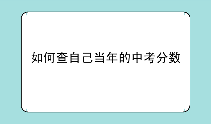 如何查自己当年的中考分数