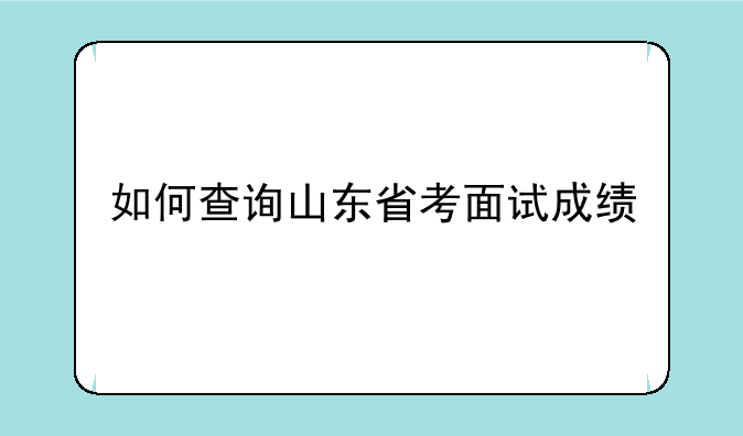 如何查询山东省考面试成绩