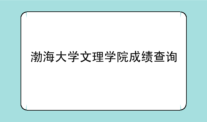 渤海大学文理学院成绩查询