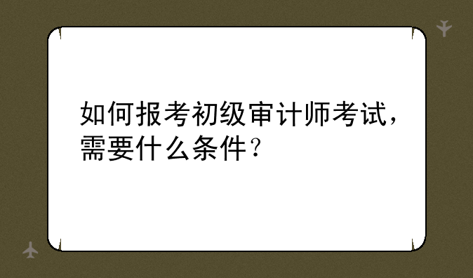 如何报考初级审计师考试，需要什么条件？