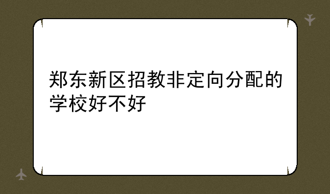郑东新区招教非定向分配的学校好不好