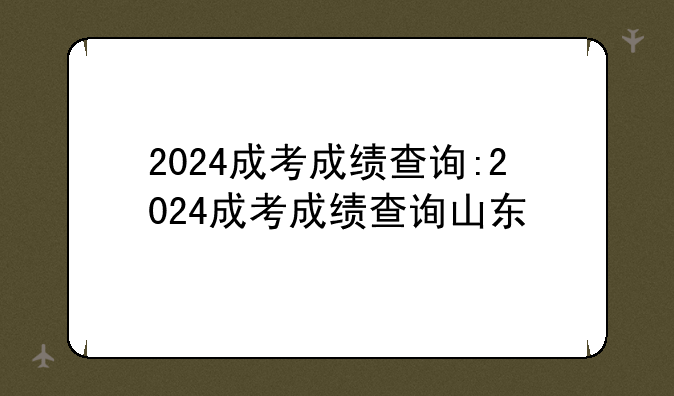 2024成考成绩查询:2024成考成绩查询山东