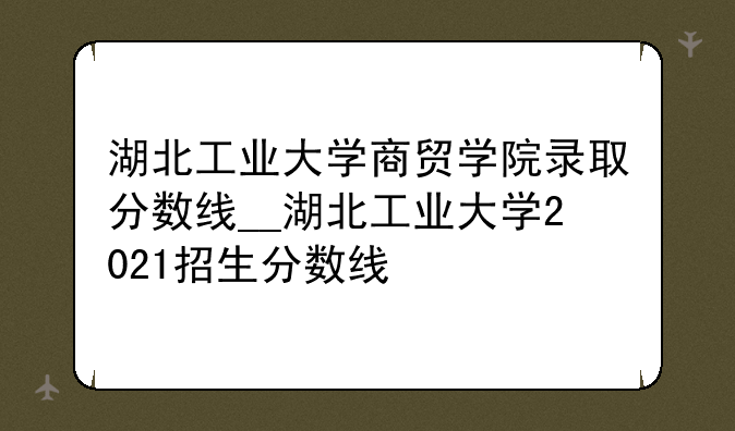 湖北工业大学商贸学院录取分数线__湖北工业大学2021招生分数线