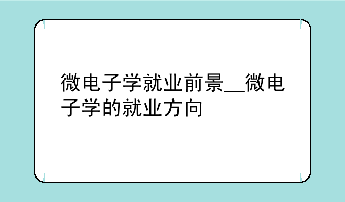 微电子学就业前景__微电子学的就业方向