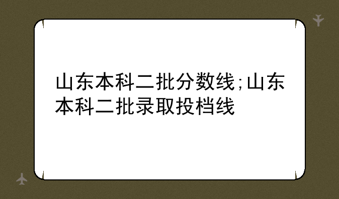 山东本科二批分数线;山东本科二批录取投档线
