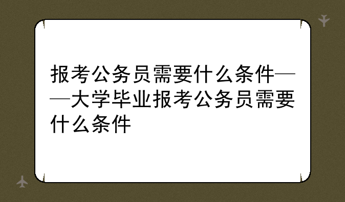 报考公务员需要什么条件——大学毕业报考公务员需要什么条件